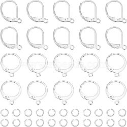 Unicraftale 120Pcs 2 Style 304 Stainless Steel Leverback Earring Findings, with 180Pcs Open Jump Rings, Stainless Steel Color, 14.5~15x10~12x2mm, Hole: 1~1.5mm, 60Pcs/style(STAS-UN0038-45)