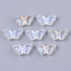 Transparent Glass Beads, AB Color Plated, Butterfly, Clear AB, 8x15x4mm, Hole: 1mm(GLAA-R215-05-D01)