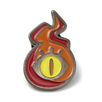 Cartoon Seraph Enamel Pins, Fire with Eye Alloy Brooch for Backpack Clothes, Brown, 28.5x17.5x1.5mm
