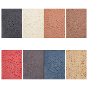 8 Sheets 8 Colors Ostrich PVC Imitation Leather Fabric, for Upholstery & Bags, Mixed Color, 30x21cm, 1 sheet/color