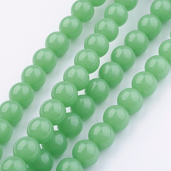 Glass Beads Strands, Round, Lime Green, 10mm, Hole: 1mm, about 32pcs/strand, 12 inch~12.4 inch(30~31cm)