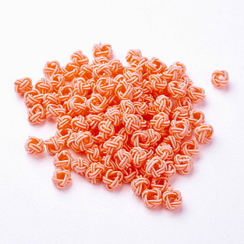 Polyester Weave Beads, Round, Light Salmon, 6x5mm, Hole: 4mm, about 200pcs/bag