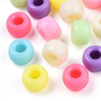 Opaque Acrylic Beads, Barrel, Mixed Color, 9x6mm, Hole: 3.8mm, about 1700pcs/500g