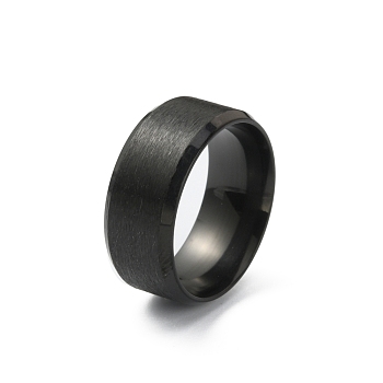 201 Stainless Steel Plain Band Ring for Women, Matte Gunmetal Color, Inner Diameter: 16.13mm