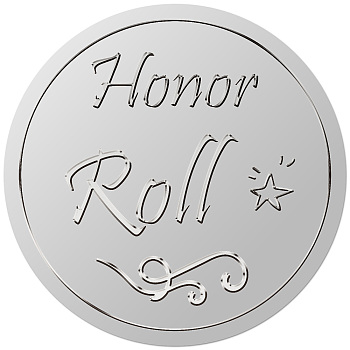 Custom Round Silver Foil Embossed Picture Stickers, Honor Roll Self Adhesive Award Certificate Seals, Metallic Stamp Seal Stickers, Star, 38mm, 4pcs/sheet