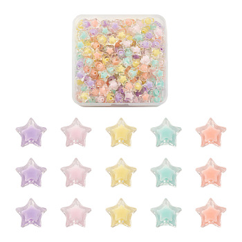 Yilisi 200Pcs 5 Colors Transparent Acrylic Beads, Bead in Bead, Faceted, Star, Mixed Color, 14x15x8.5mm, Hole: 2mm, 40pcs/color