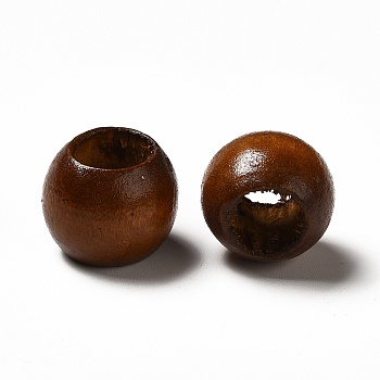 Dyed Wood Beads, Large Hole Bead, Rondelle, Coconut Brown, 13~14x11~11.5mm, Hole: 6.6~7.9mm