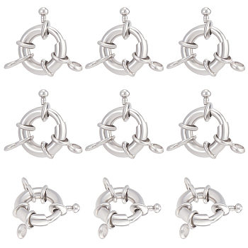 Beebeecraft 10Pcs Rack Plating Brass Spring Clasps, Real Platinum Plated, 13x5mm, Hole: 2mm