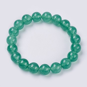 Natural Jade Beaded Stretch Bracelet, Dyed, Round, Sea Green, 2 inch(5cm), Beads: 8mm, about 22pcs/strand