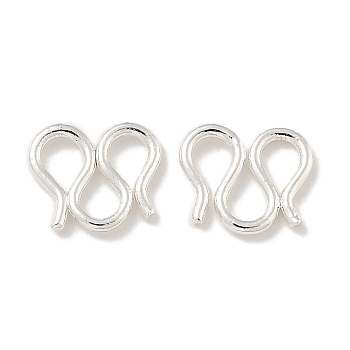 Brass S-Hook Clasps, M Clasps, 925 Sterling Silver Plated, 8.5x6.5x0.8mm