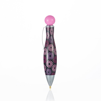Plastic Diamond Painting Point Drill Pen, with Clip, Diamond Painting Tools, Polka Dot Pattern, Pearl Pink, 100x20mm
