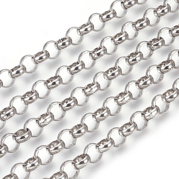 304 Stainless Steel Rolo Chains, Belcher Chain, Unwelded, Stainless Steel Color, 9mm