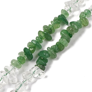 Natural Quartz Crystal & Green Aventurine Beads Strands, Chip, 4~17x4~10x1~8mm, Hole: 0.8~1mm, about 15.35~16.14 inch(39~41cm)