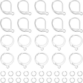 120Pcs 2 Style 304 Stainless Steel Leverback Earring Findings, with 180Pcs Open Jump Rings, Stainless Steel Color, 14.5~15x10~12x2mm, Hole: 1~1.5mm, 60Pcs/style