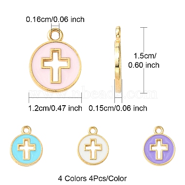 16Pcs 4 Colors Light Gold Plated Alloy Enamel Pendants(ENAM-FS0001-85)-4