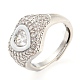 Enamel Heart Adjustable Ring with Clear Cubic Zirconia(RJEW-Q781-01P-04)-1