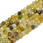 Natural Yellow Green Agate Beads Strands, Faceted, Round, Dyed, 3~3.5mm, Hole: 0.3mm, about 113pcs/strand, 14.9 inch(G-S300-06-3mm)