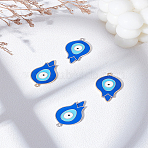 4Pcs 2 Colors Alloy Enamel Pendants, Flower with Evil Eye Charm, Platinum & Light Gold, 38x23x1.5mm, Hole: 2mm, 2pcs/color(ENAM-LP0002-12)
