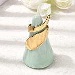 Irregular Twist 304 Stainless Steel Open Cuff Rings for Women, Golden, 34mm,US Size 6 3/4(17.1mm)(RJEW-A091-0G)