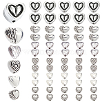 Alloy Beads Heart, Antique Silver, 5~10.5x6~12x3~6mm, Hole: 1~1.6mm, 6 colors, 20pcs/color, 120pcs(FIND-SP0002-19A)