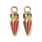 304 Stainless Steel Enamel Pendants, Cone with Cross Charms, Ion Plating(IP), Real 18K Gold Plated, 20.5x6x5.5mm, Hole: 3mm(STAS-K330-20G)