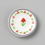 Resin Dollhouse Dish, Flower, Miniature Ornaments, for Dollhouse Accessories, Gray, 34x6mm(AJEW-TAC0045-014D)