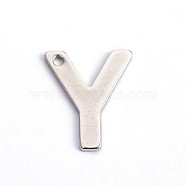 304 Stainless Steel Letter Charms, Letter.Y, 11x9x0.5mm, Hole: 1mm(X-STAS-O072-Y)
