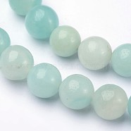 Natural Flower Amazonite Round Bead Strands, 6mm, Hole: 1mm, about 61pcs/strand, 15.3 inch(G-L374-03-6mm)