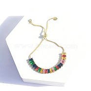 Tennis Bracelet, Golden Brass Link Chains Slider Bracelet for Women, Colorful, No Size(WG7012-1)