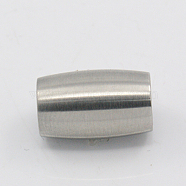Matte 304 Stainless Steel Magnetic Clasps with Glue-in Ends, Barrel, Stainless Steel Color, 14x9mm, Hole: 6mm(STAS-K007-18)