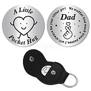 Pocket Hug Token Long Distance Relationship Keepsake Keychain Making Kit, Including PU Leather Holder Case Keychain Findings, 201 Stainless Steel Commemorative Inspirational Coins, Heart, 105x47x1.3mm(DIY-CN0002-67A)