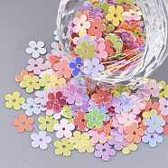 Ornament Accessories, PVC Plastic Paillette/Sequins Beads, Flower, Mixed Color, 7x7x0.4mm, Hole: 1.2mm, about 1800pcs/bag(PVC-T005-090)