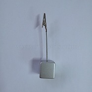 Square Base Resin Memo Holders, with Steel Wires & Iron Alligator Clip, Silver, 115mm(AJEW-WH0141-04A)