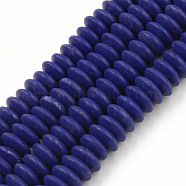 Handmade Polymer Clay Beads Strands, Flat Round, Dark Blue, 8.5~9x3.5mm, Hole: 1.6mm, about 112pcs/strand, 15.75 inch~16.14 inch(40~41cm)(CLAY-N008-064-A11)