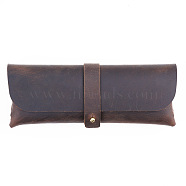 Rectangle Leather Pen Bags, Snap Clasp Pen Bags, with Alloy Findings, Study Supplies, Coffee, 90x210x43mm(AJEW-WH20001-28C)