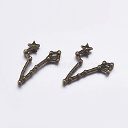 Alloy Cabochons, Constellation/Zodiac Sign, Antique Bronze, Pisces, 23x12x3mm(PALLOY-L204-12AB)