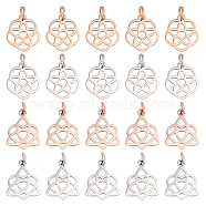DICOSMETIC 24Pcs 2 Style 304 Stainless Steel Pendants, Flower, Rose Gold & Stainless Steel Color, 13~15x12~1~1.1mm, hole: 3mm, 12pcs/style(STAS-DC0006-77)