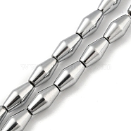 Electroplated Synthetic Non-magnetic Hematite Beads Strands, Bicone, Platinum Plated, 6.2~6.5x12~12.5mm, Hole: 1.4mm, about 33pcs/strand, 16.89''(42.9cm)(G-Z032-B02-02H)