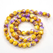 Synthetic Ocean White Jade Beads Strands, Dyed, Round, Goldenrod, 8mm, Hole: 1mm, about 52pcs/strand, 15.35 inch(G-L019-8mm-14)