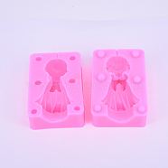 3D Praying Angel Girl Food Grade Silicone Molds, Fondant Molds, For DIY Cake Decoration, Chocolate, Candy, UV Resin & Epoxy Resin Jewelry Making, Hot Pink, 75x50x21mm, Inner Size: 56x37mm(SIL-WH0002-12)