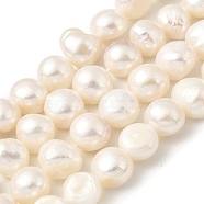 Natural Cultured Freshwater Pearl Beads Strands, Two Sides Polished, Grade 2A, Antique White, 11~12mm, Hole: 0.5mm, about 17pcs/strand, 7.09 inch(18cm)(PEAR-A006-13A)