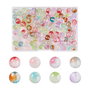 120Pcs 8 Colors Transparent Glass Beads, Round, Mixed Color, 10x9.5mm, Hole: 1.4mm, 15pcs/color(GLAA-CW0001-05)