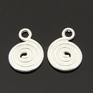 Tibetan Style Alloy Flat Round Vortex Pendants, Cadmium Free & Lead Free, Silver Color Plated, 13x1mm(TIBEP-QA-416Y-S-LF)