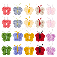 18Pcs 9 Colors Polyester Butterfly Sewing Craft Decoration, Mixed Color, 38~40x24x4mm, 2pcs/color(FIND-FG0003-33)