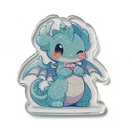 Acrylic Pendants, Cartoon Dragon, Dark Turquoise, 40x34x2.5mm, Hole: 1.8mm(OACR-O007-07E)