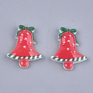 Resin Cabochons, Christmas Bell, Red, 25x20.5x4mm(X-CRES-T015-12)