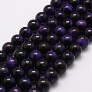 Natural Tiger Eye Bead Strands, Round, Dyed & Heated, Indigo, 8mm, Hole: 1.2mm, about 49pcs/strand, 14.9 inch~15.5 inch(G-P230-08-D-8mm)