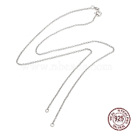 Rhodium Plated 925 Sterling Silver Rolo Chains Necklace Making, for Name Necklaces Making, with Spring Ring Clasps & S925 Stamp, Real Platinum Plated, 18 inch(45.8cm)(STER-B001-05P)
