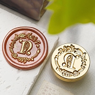 Golden Tone Wax Seal Brass Stamp Head, Flower with Letter Pattern, for Wax Seal Stamp, Letter N, 24x14mm, Inner Diameter: 7mm(DIY-B079-01G-N)