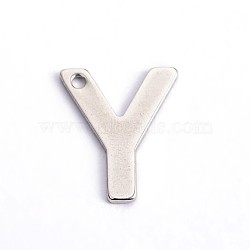 Tarnish Resistant 304 Stainless Steel Letter Charms, Letter.Y, 11x9x0.5mm, Hole: 1mm(X-STAS-O072-Y)